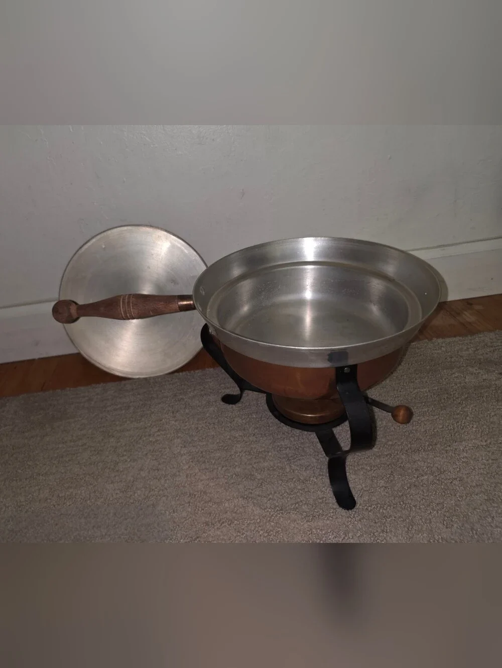 Vintage 1970s Copper Fondue Pot Set